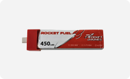 Rocket Drones Rocket Fuel 450mAh battery used to power classroom drones for STEM training and flight practice.